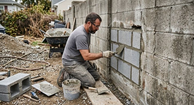 Cinder Block Wall Repair in Auburn, GA