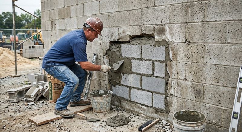 Cinder Block Wall Repair in Gwinnett County, GA