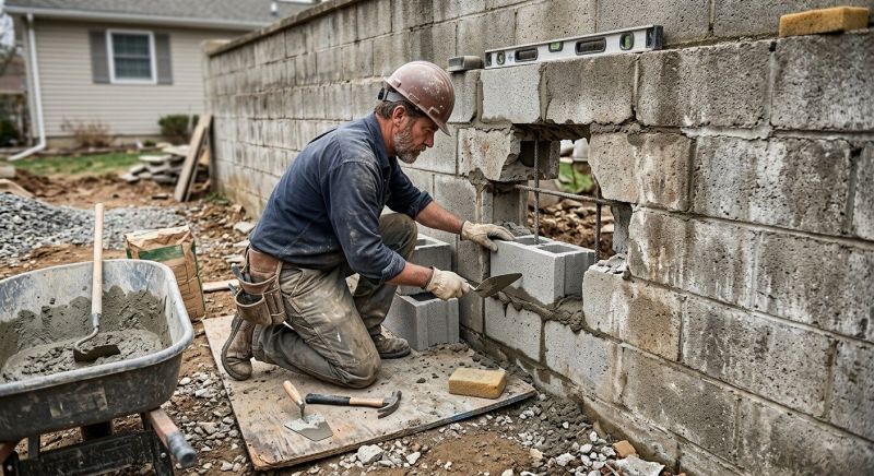 Cinder Block Wall Repair in Rockdale County, GA