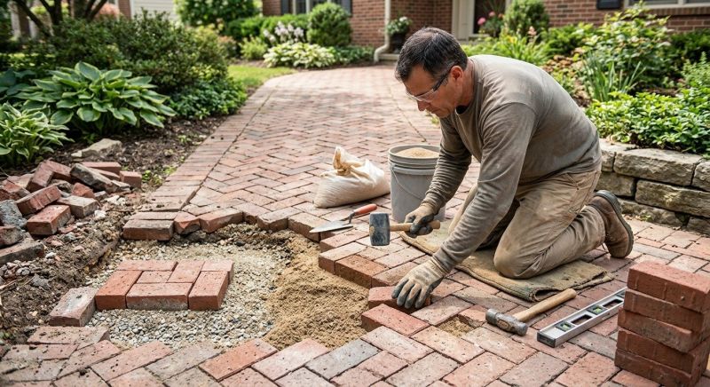 Entryway Brick Repair in Snellville, GA